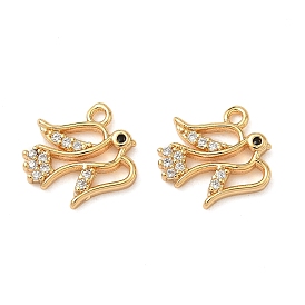 Латунные микропаве прозрачные кубические циркониевые подвески, птица, без никеля 
