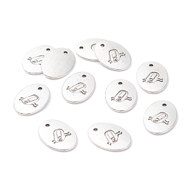 Pendentifs en alliage, ovale avec logo, 14x10x1mm, Trou: 1mm