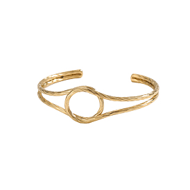 304 из нержавеющей стали манжеты браслеты, плоско-круглые, ионное покрытие (ip)