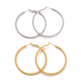 Grooved Large Ring Huggie Hoop Earrings for Women Girl, Long-lasting Plated Brass Rings