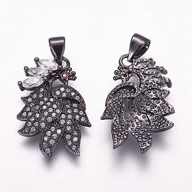 Латунные микро проложить кубического циркония подвески, павлин