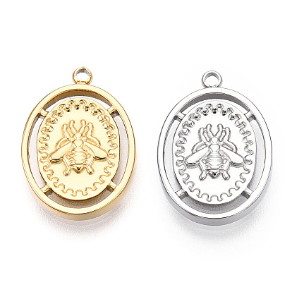 304 подвески из нержавеющей стали, ручная полировка, овал с подвесками в виде пчелок