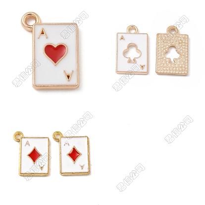 30 pcs 3 styles pendentifs en émail en alliage, or et de lumière, sans cadmium et sans plomb, charmes de cartes à jouer