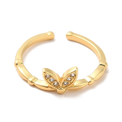 Открытое кольцо-манжета с прозрачным кубическим цирконием и бантом, украшения из латуни для женщин, без кадмия, без никеля и без свинца