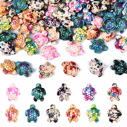 60шт 12 цвета синтетические бусины, окрашенные в бирюзовый цвет, эффект впрыска топлива, Морская черепаха