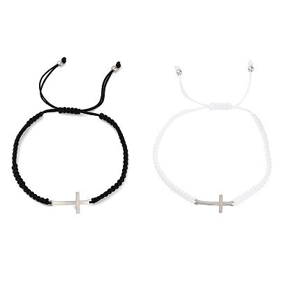 201 плетеные браслеты из нержавеющей стали с перекрестными звеньями для мужчин и женщин, плетеные браслеты из нейлоновой нити