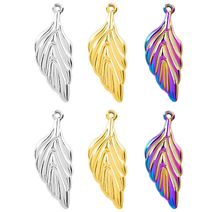 304 Stainless Steel Pendants, Leaf Charm