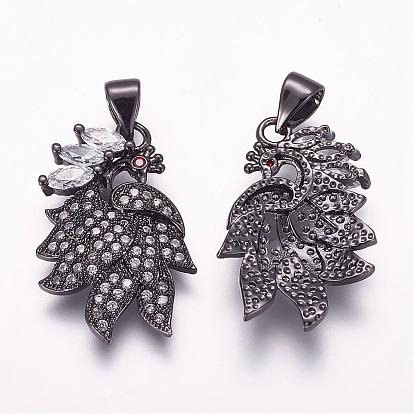 Латунные микро проложить кубического циркония подвески, павлин