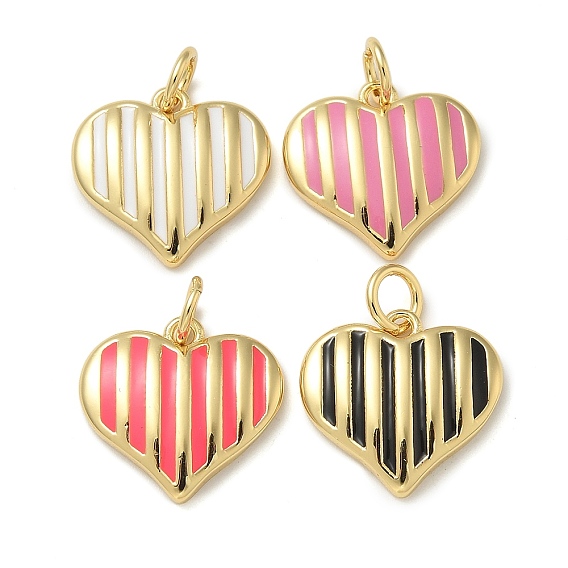Подвески из латуни с покрытием из эмали, с целью перехода в кольце, долговечный, без свинца и без кадмия, сердце прелести, реальный 18 k позолоченный