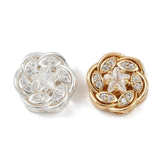 Латунные микро проложить кубического циркония бусы, без кадмия, без никеля и без свинца, цветок