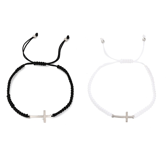 201 плетеные браслеты из нержавеющей стали с перекрестными звеньями для мужчин и женщин, плетеные браслеты из нейлоновой нити