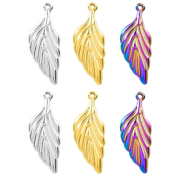 304 Stainless Steel Pendants, Leaf Charm
