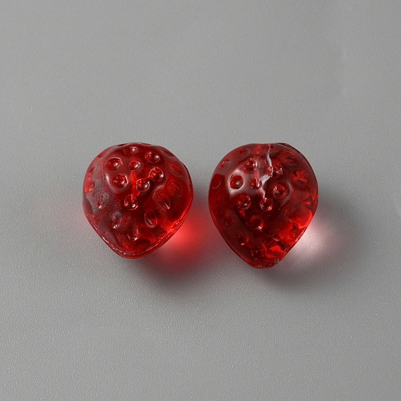 Handmade Lampwork Beads, Half Hole, Strawberry