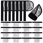 8Pcs Polyester Wig Ponytail Caps, with Hook and Loop Fastener, 16Pcs Stainless Steel & Polyester Hair Combs