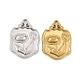 Pendentifs en acier inoxydable, bouclier orné de charmes floraux