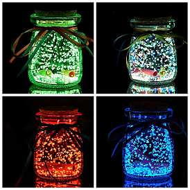 Luminous Glass Wishing Bottle with Random Color Ribbon, Glow in The Dark, Starry Sky Origami Star Jar Drifting Bottle for Bedroom Decor Gift Desktop Ornaments