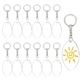 Fabrication de porte-clés bricolage, avec porte-clés en fer, pendentifs en acrylique blanc transparent, 304 inox Anneaux ouverte
