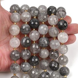 Естественный облачно кварц бисер пряди, граненые, круглые, с бисером