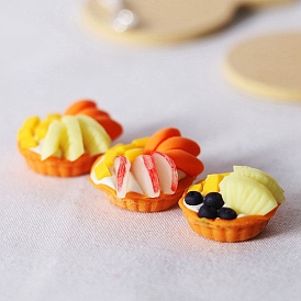 Resin & Wood Mini Imitation Fruit Tray Decoration, with Alloy Spoon, for Dollhouse Accessories Pretending Prop Decorations