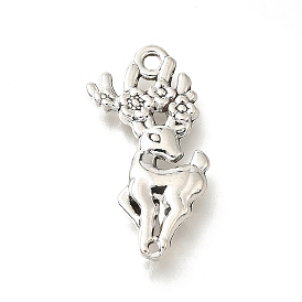 Tibetan Style Alloy Pendants, Cadmium Free & Lead Free, Deer & Flower