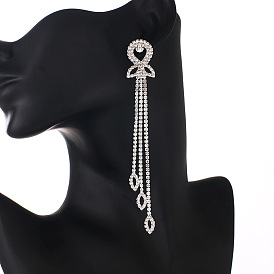 Tassel Earrings with Diamond Chain - Bohemian Style, Elegant, Eye-catching.