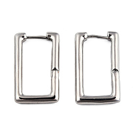 Brass Rectangle Hoop Earrings for Women, Nickel Free