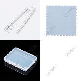 30piezas 925Accesorios para pendientes de plata de ley con 1pieza de tela de gamuza de doble cara y paño para pulir plata