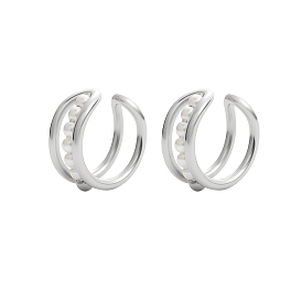 304 Серьги-манжеты из нержавеющей стали с жемчугом из ракушек для женщин, белые