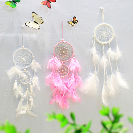Creative Feather Patching Dreamcatcher Girl Heart Wind Chime Decoration Room Ornament Tanabata Gift Couple Handmade