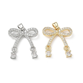 Латунные микропаве прозрачные подвески с фианитом, долговечный, бантом прелести