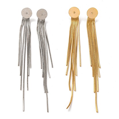 Фурнитура для сережек-гвоздиков в виде змеиной цепочки из латуни с кисточками, с плоской круглой настройки кабошон