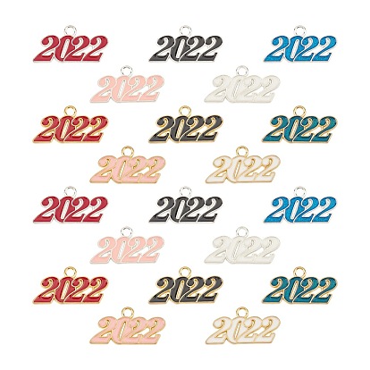 Alloy Enamel Pendants, Cadmium Free & Lead Free, New Year 2022