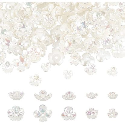 300шт 5 стиль АБС пластик имитация жемчужные бусины колпачки, с покрытием AB цвета, цветок