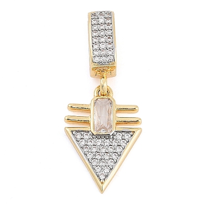 Латунные микропаве прозрачные подвески с фианитом, без кадмия и без свинца, треугольник прелести