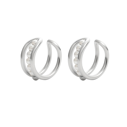 304 Серьги-манжеты из нержавеющей стали с жемчугом из ракушек для женщин, белые