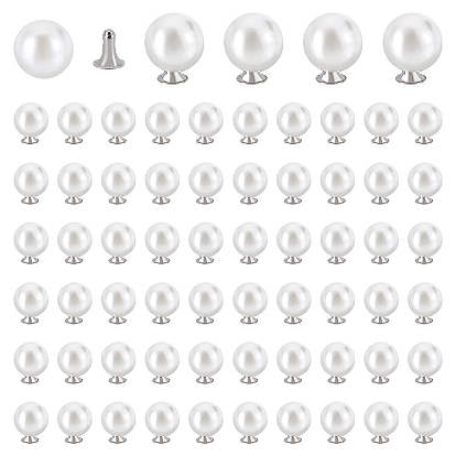 200 Juego de botones de imitación de perlas de plástico, rondo, Platino