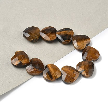 Природных тигровый глаз бисер нитей, граненые, сердце