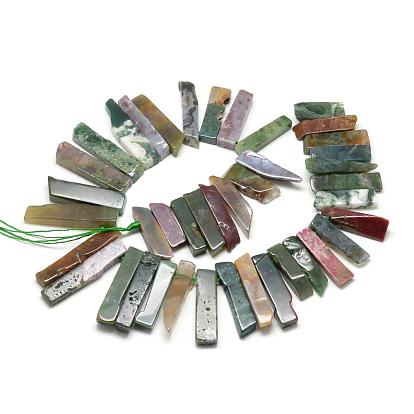 Natural Indian Agate Beads Strands, Top Drilled Beads, Rectangle