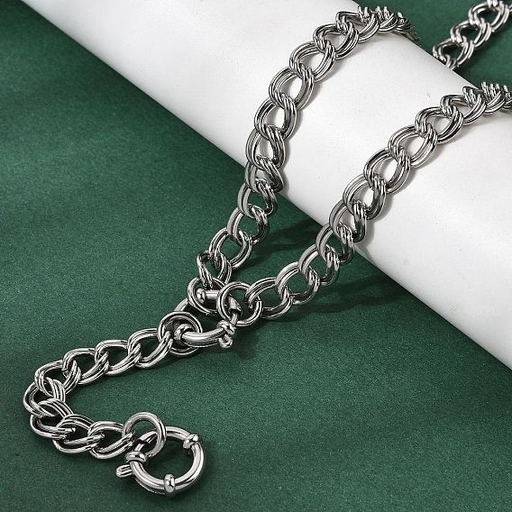 7мм 201 цепочки из нержавеющей стали с двойными звеньями, ожерелья унисекс, не тускнеет