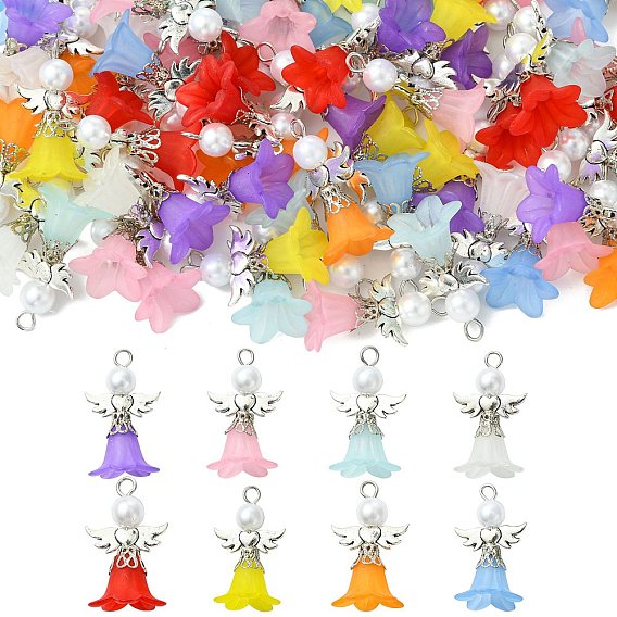 80шт 8 цвета акриловые и сплавные подвески, ангел, с железной фурнитурой