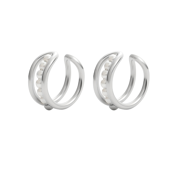 304 Серьги-манжеты из нержавеющей стали с жемчугом из ракушек для женщин, белые