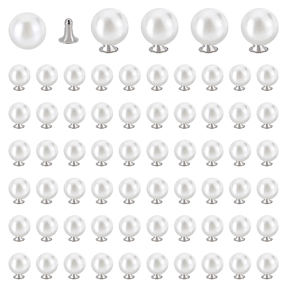 200 ensembles de boutons en plastique imitation nacre, ronde, platine