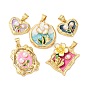 Подвески из латуни с цветочной эмалью, с абс пластмассовой имитационной жемчужиной, без кадмия и без свинца, реальный 18 k позолоченный, стойки покрытие, долговечный