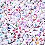 1000Pcs Opaque Acrylic Beads, with 1roll Clear Elastic Crystal Thread, for DIY Children's Day Themed Bracelets Making Kits, Flat Round with Letter & Heart