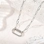 304 Stainless Steel Oval Screw Carabiner Lock Pendant Textured Paperclip Chain Necklaces