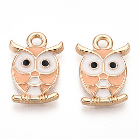 Подвески из эмали и сплава, стойки покрытие, без кадмия, без никеля и без свинца, очарование совы, золотые