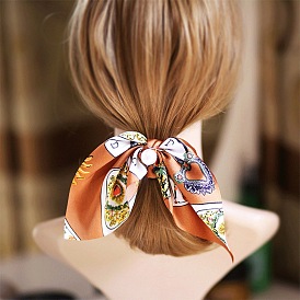 Sweet Floral Hair Tie with Pearl Butterfly Bow - Fashionable, Long Ribbon, Bohemian Style.