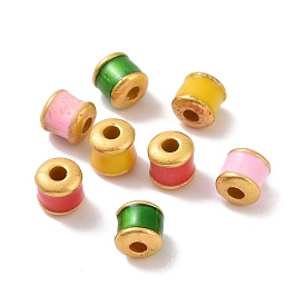 Alloy Beads, with Enamel, Column, Matte Gold Color