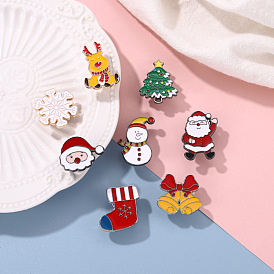 Adorable conjunto de broche de aleación de dibujos animados de árbol de Navidad y bota