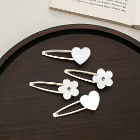 Design mirror hairpin love flower bangs clip duckbill clip summer sweet girly heart hair accessories